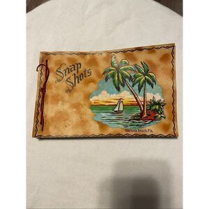 SNAP SHOTS Vtg  Photo Album Leather Like Cover Daytona Beach Fl  8 1/4”x 5 1/4”